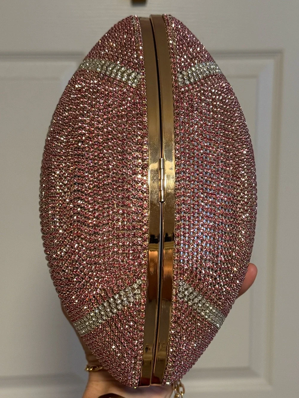 Pink Crystal Football Crossbody Clutch - Designer Style